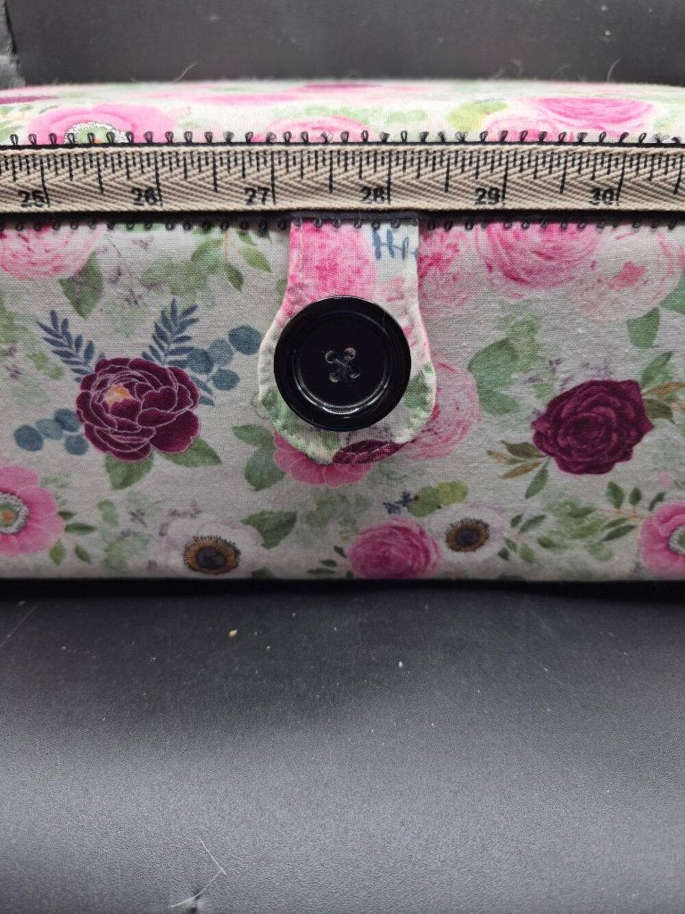 Floral Sewing Box Handle Tray Compartments Organizer For Craft Supplies - Picture 2 of 9